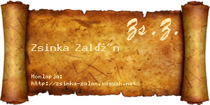 Zsinka Zalán névjegykártya